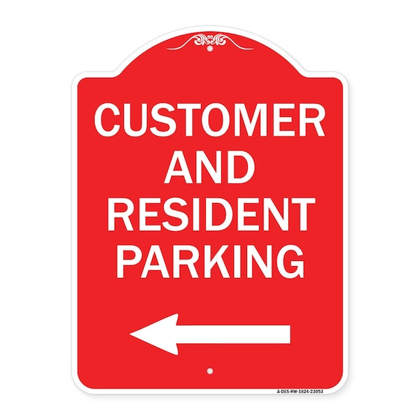 Reserved Parking Customer & Visitor Parking W/ Left Arrow Heavy-Gauge Alum, 18" x 24", RW-1824-23053